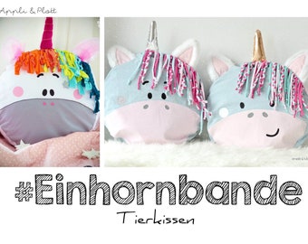 Schnittmuster Kissen 'Einhorn' 5 Designs nähen, Tierkissen, sewing pattern unicorn pillow case, casing,