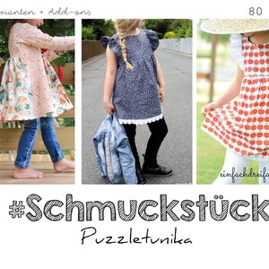 Schnittmuster Tunika &#39;Schmuckstück&#39; Gr. 80 - 170 Puzzletunika von rosarosa nähen, sewing pattern tunic / puzzletunic , variables Top