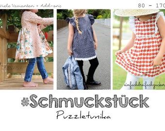 Schnittmuster Tunika 'Schmuckstück' Gr. 80 - 170 Puzzletunika von rosarosa nähen, sewing pattern tunic / puzzletunic , variables Top