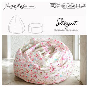 Schnittmuster Sitzsack Schnittmuster inkl. A4/ A0/ Beamer nähen, Accessoires für das Kinderzimmer, sewing pattern beanbag, Bodenkissen