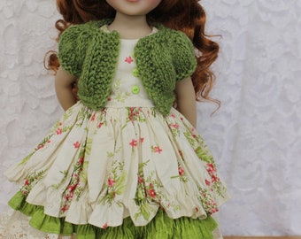 Dress, sweater and haitbow to fit 13" Little Darling or similar sized dolls