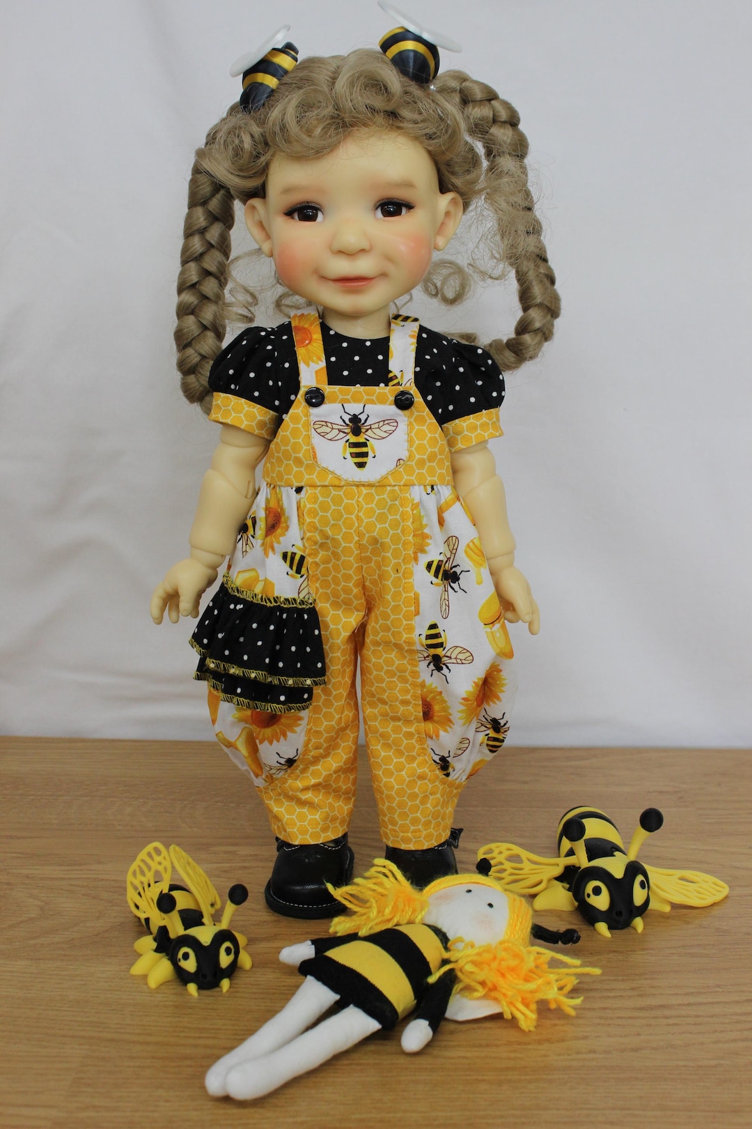 Romper, Blouse, Bee Hair Clips, Bee Doll Fit 15 Inch My Meadow Doll ...