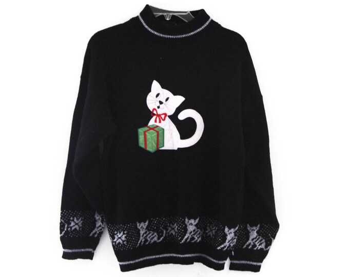 Vintage 80s Christmas Sweater Cat Lady Gift Etsy