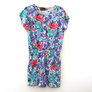 Vintage 80s romper floral onesie shorts one piece outfit shorts