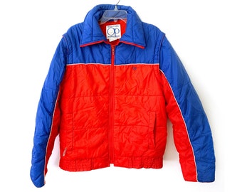 Vintage 80s coat ski OP ocean pacific jacket red blue