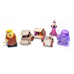 Vintage Flintstones toy lot of 6 vehicles figures wind up