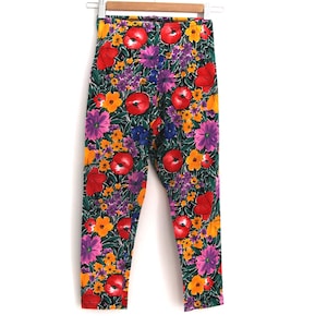 Vintage floral leggings Capri pants patterned 80s 90s image 1