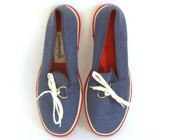 Vintage 60s keds Canvas shoes slip ons grasshopper