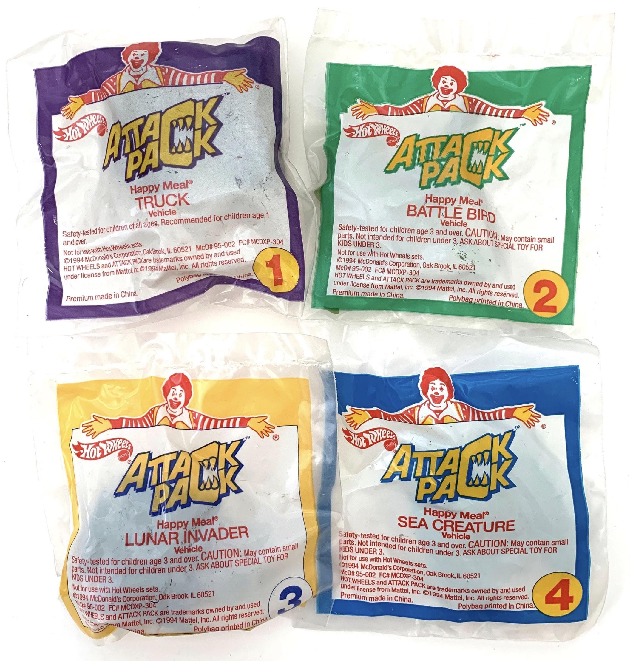 Vintage 90s Mcdonald's Happy Meal Attack Pack Vehicles, Hot Wheels