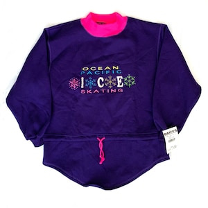 Vintage ocean pacific sweatshirt ice skating neon pink OP 90s nwt new