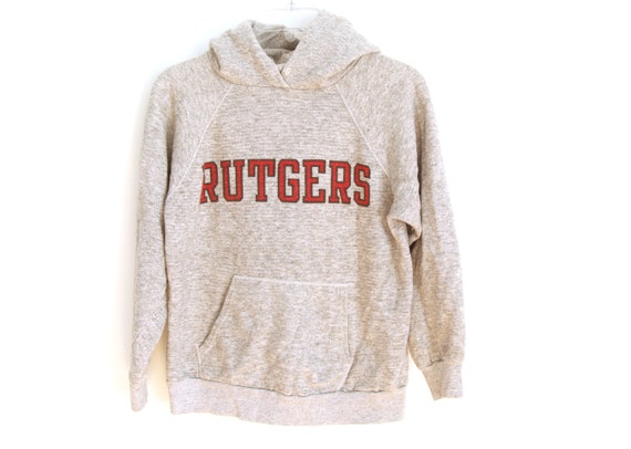 Vintage 80s Rutgers heather gray Hoodie sweatshirt Champion | Etsy