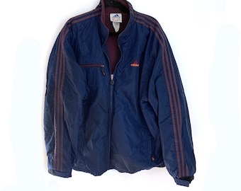 Vintage adidas coat fleece lined 90s y2k men’s XL jacket navy blue maroon