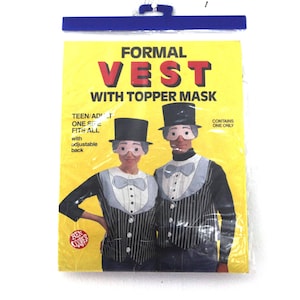 Vintage costume formal vest and mask Ben Cooper 1986