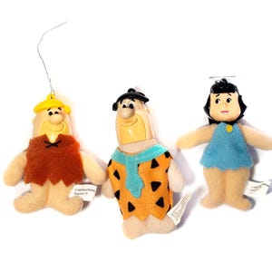 Vintage Flintstones Christmas ornaments plush 1989 Dennys