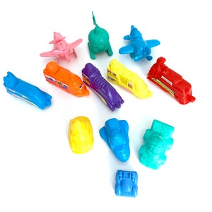 Vintage McDonald’s happy meal toy lot molded plastic toys vehicles solid colors 70s 80s