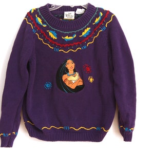 Vintage Pocahontas Sweater Disney Girls 5 6 Purple Etsy