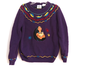 Vintage Pocahontas sweater Disney girls 5 6 purple