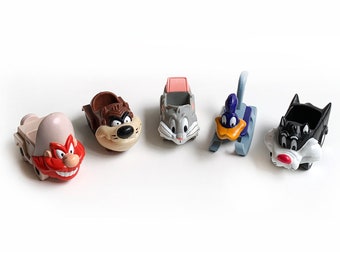 Vintage 80s looney toons Car- tunes Arbys toys warner bros pvc car buggy figures
