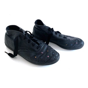 Vintage keds high tops shoes womens 6.5 black leather booties
