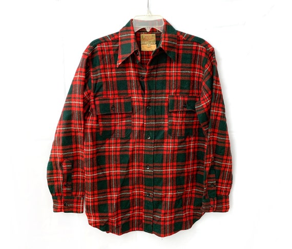 Vintage Flannel Shirt Wool Congress Sportswear Mens Red