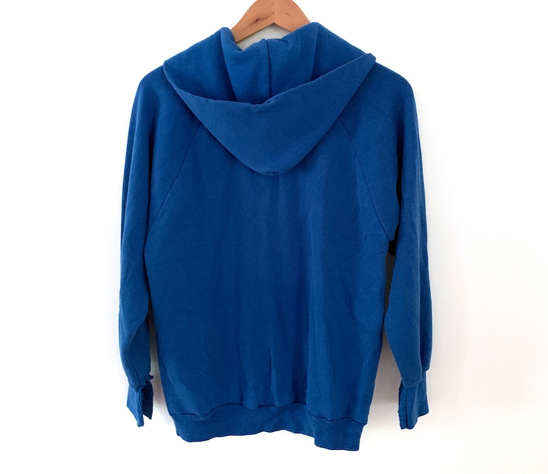 Vintage Hoodie Sweatshirt Hooded Blue Blank 80s 90s Raglan - Etsy
