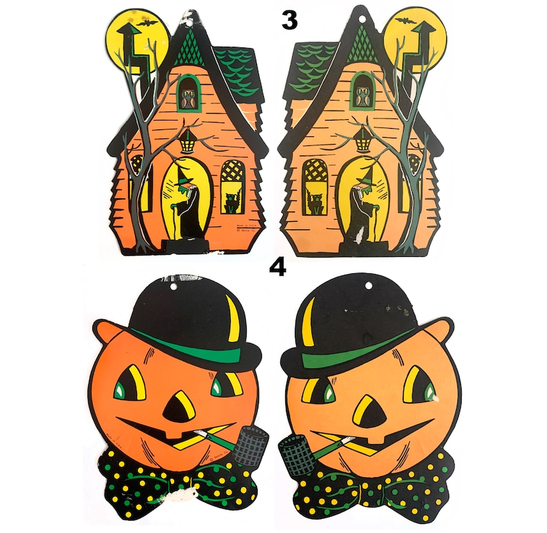 VIntage Halloween decoration paper owl pumpkin witch cat 80s 90s image 4