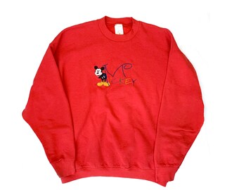 Vintage Mickey Mouse Sweatshirt red embroidered 80s 90s XL