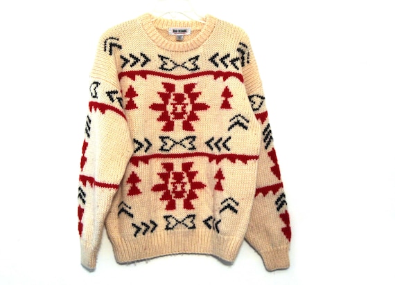 Vintage sweater wool tribal southwest design 80s … - image 1