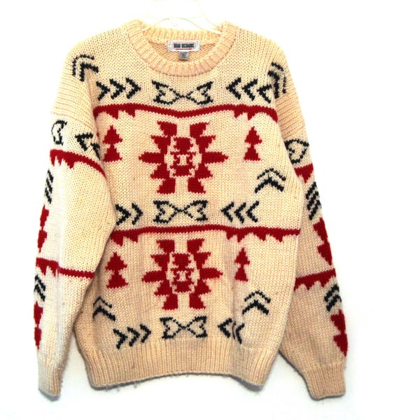 Vintage sweater wool tribal southwest design 80s 90s