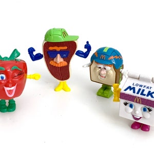 Vintage Food Fundamentals happy meal toys 1993 complete set changeables transformers steak apple milk mcdonalds