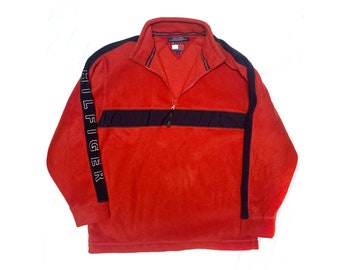 Vintage Tommy Hilfiger fleece pullover red men’s