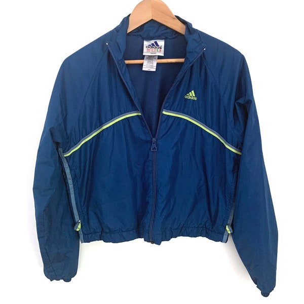 Vintage 90s adidas jacket coat blue stripes women’s M