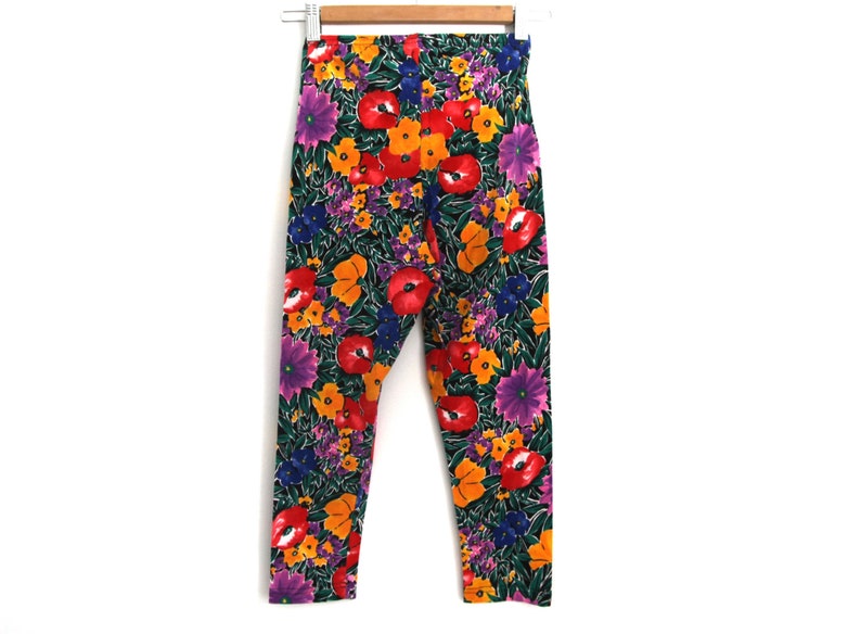 Vintage floral leggings Capri pants patterned 80s 90s image 3
