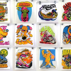 Vintage tshirt iron on decal 70s Roach neon psychedelic
