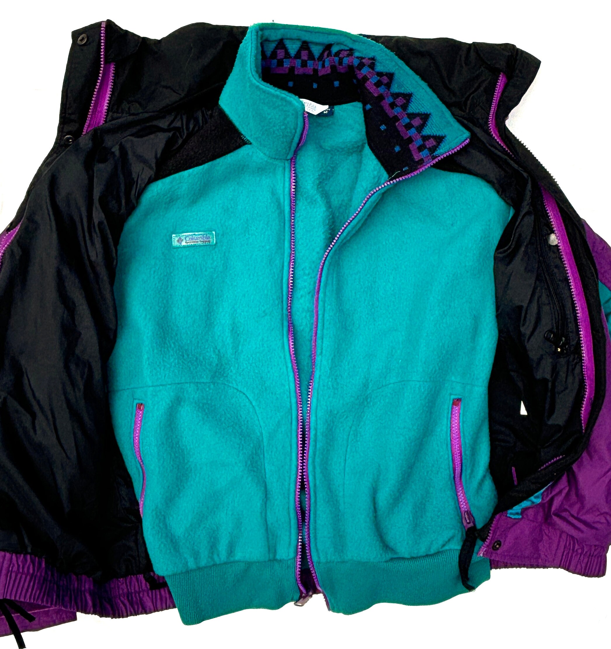 Vintage Columbia Bugaboo Coat 3 in 1 Fleece Jacket & Shell Purple