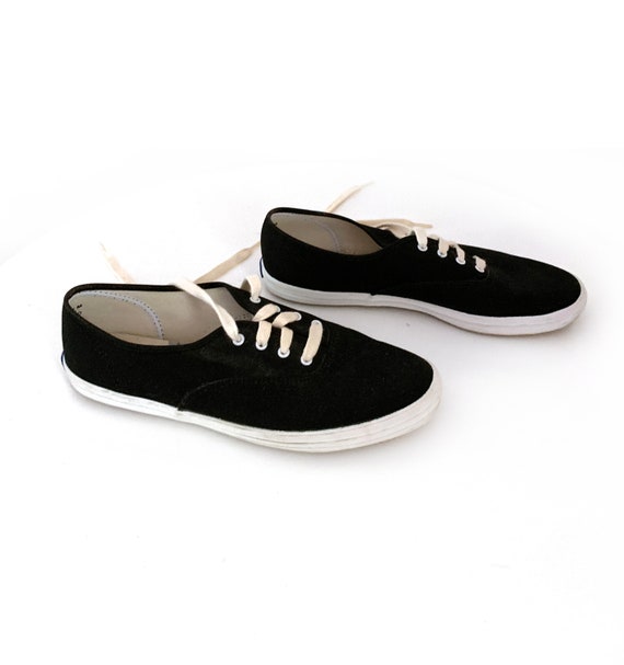 Vintage 80s keds shoes black canvas womens 9 - image 1