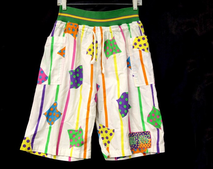 Vintage 80s Jams Shorts Polka Dot Striped Pink Green Abstract Etsy