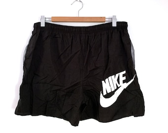 Vintage 80s nike shorts black nylon mens swoosh