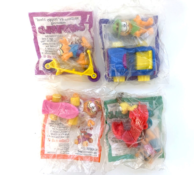 Vintage 80s Garfield mcdonalds happy meal toys 1989 complete set sealed