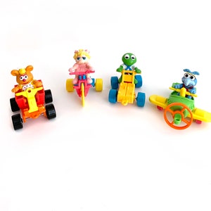 Vintage Muppet Babies happy meal toys 1990 sitting vehicles Kermit Fozzie Gonzo Piggy