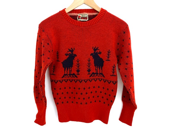 Vintage 40s Sweater Reindeer Puritan Knitting Mills 100% Wool - Etsy Canada