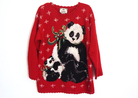 Vintage Panda Christmas sweater