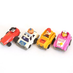 Vintage 80s MCDONALDS fast macs happy meal pull back cars Hamburgler Ronald Birdie