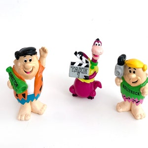 Vintage FLINTSTONES fred barney dino pvc toys bendy figure toy 1992 director movie set
