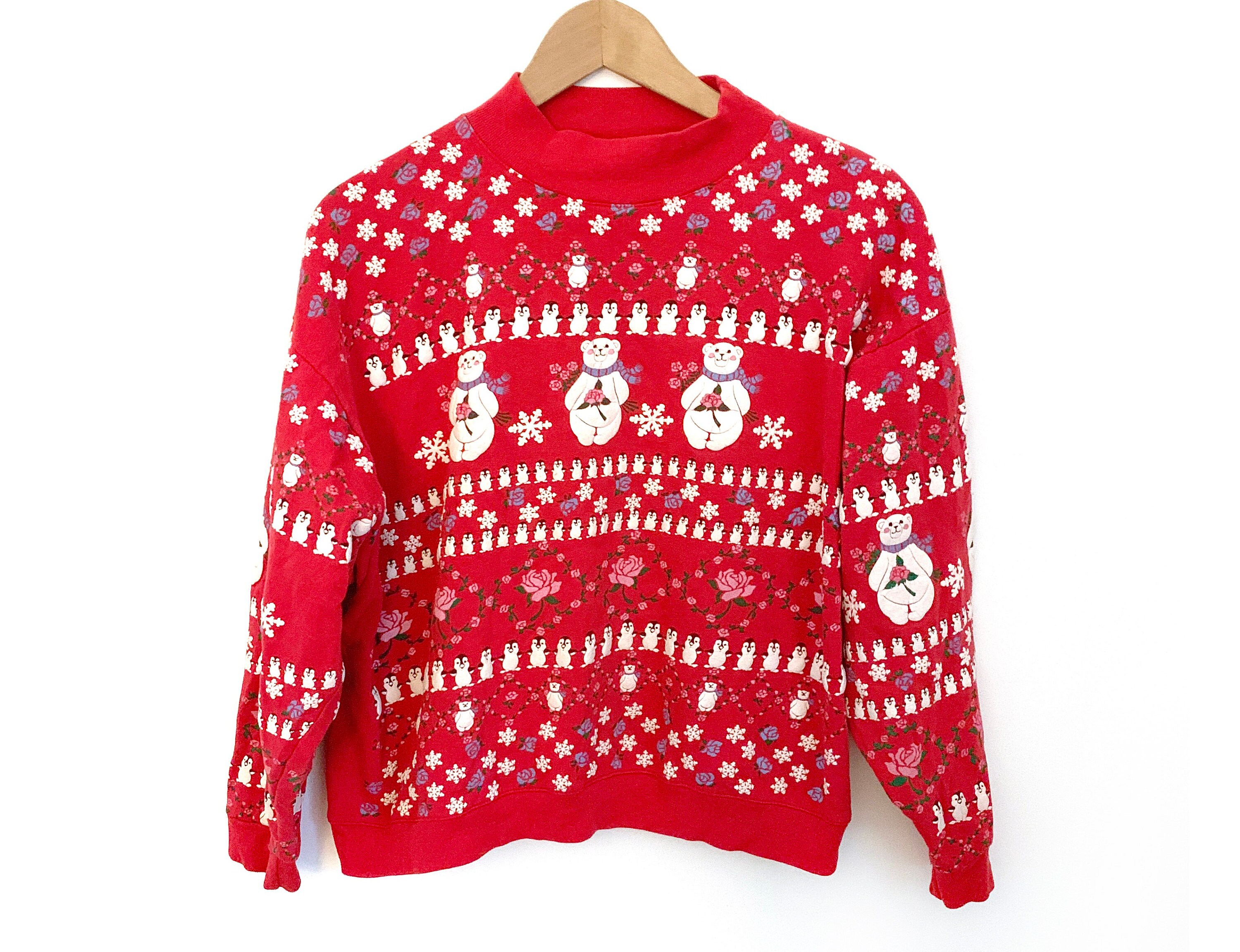 Vintage Spumoni Sweatshirt Puffy Paint Bears Penguin Patterned