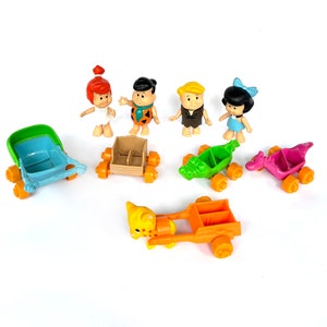 Vintage Flintstones kids poseable toy figures 1986 80s huge lot figures vehicles pet