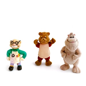 Vintage Teddy Ruxpin leksaker flockade figurer Wooly Newton Gimmick 1986