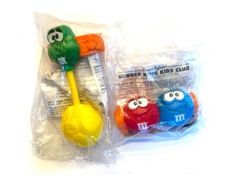 Vintage m&m minispeelgoed, lot van 2 Burger King-kinderclubs 1997 mms verzegeld