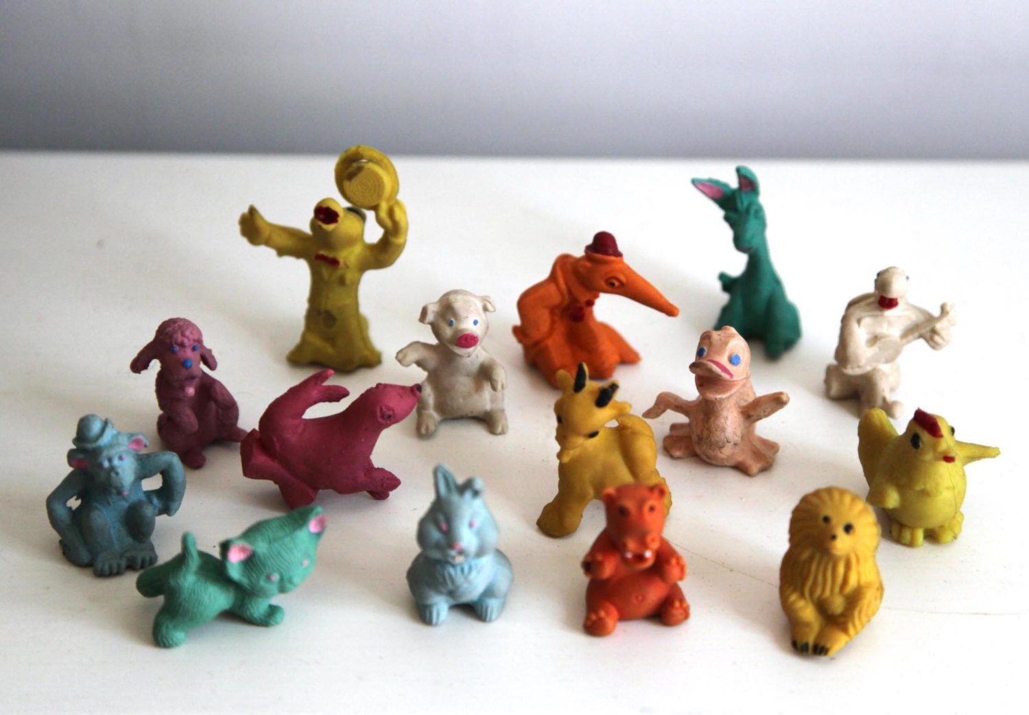 Vintage 60s 70s rubber animal erasers lot of 15 Etsy