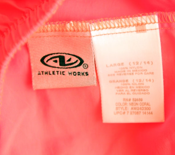 Vintage 80s shorts neon orange pink nylon - image 3